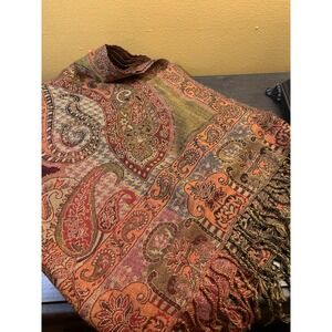 NOVICA Artisan Woven Fine Wool Jacquard‎ Shawl Scarf Throw Cloth -  29" x 68"